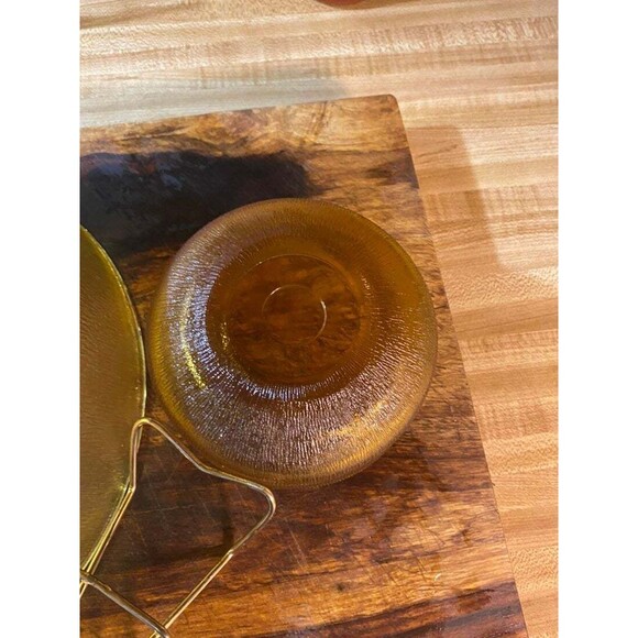 Vintage Amber Glass Chip and Dip Bowl - Picture 6 of 11
